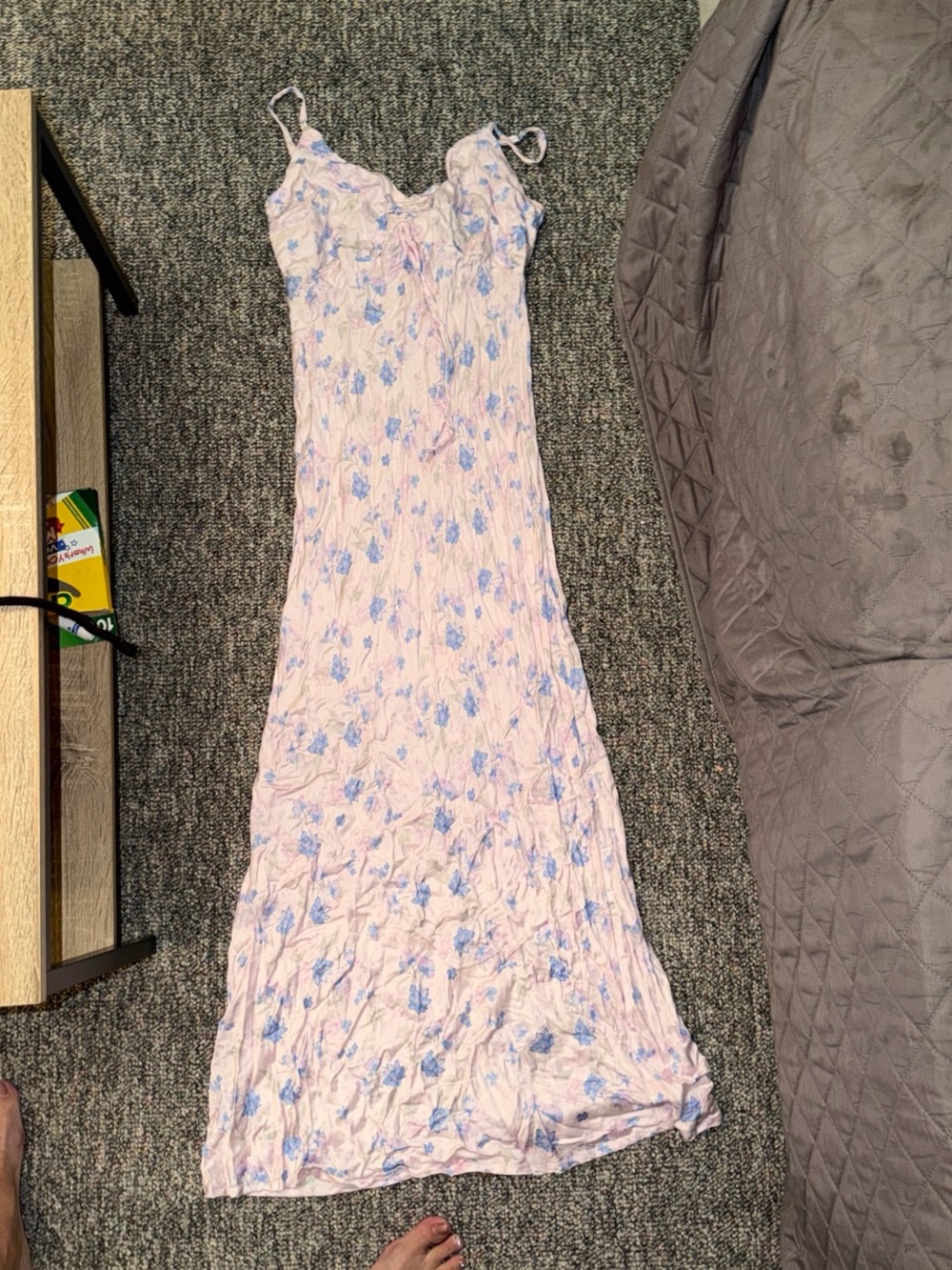 wild fable Pink Floral Slip Dress with Blue Accents